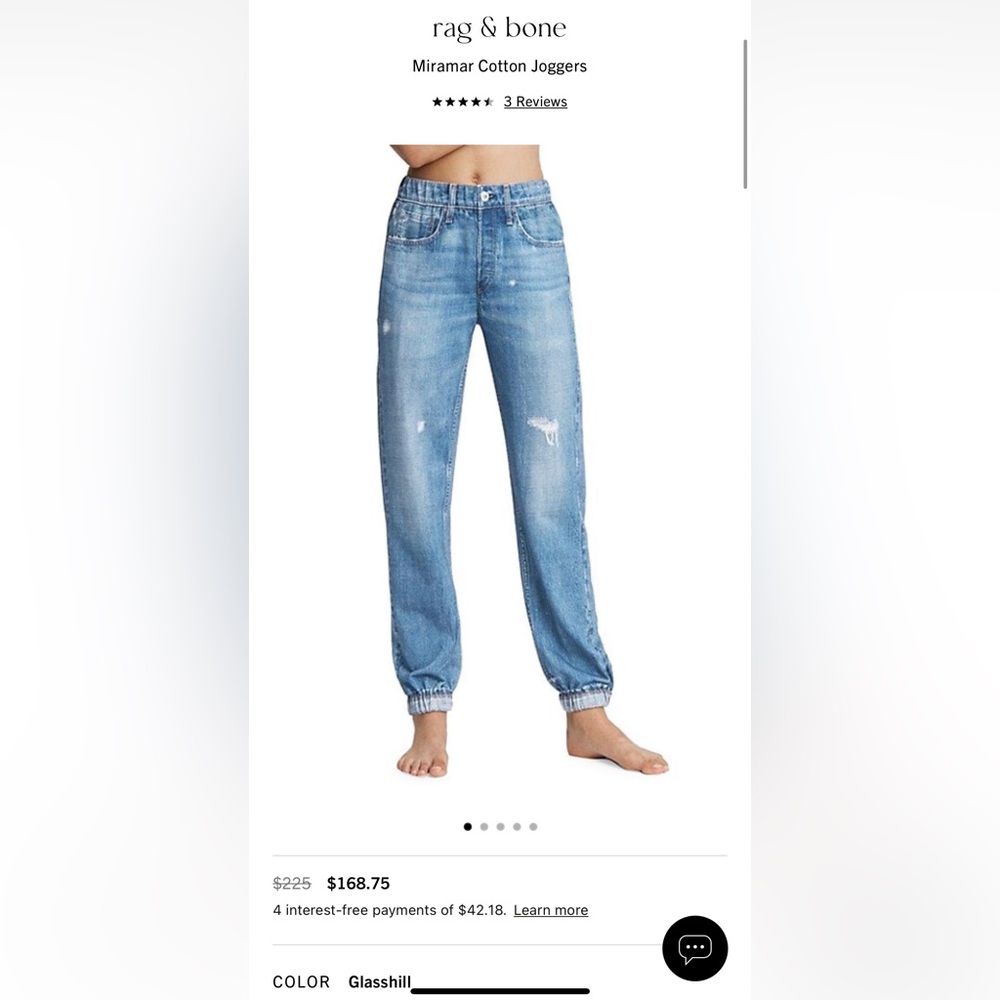 Rag and bone Miramar jogger cotton pants small NWT